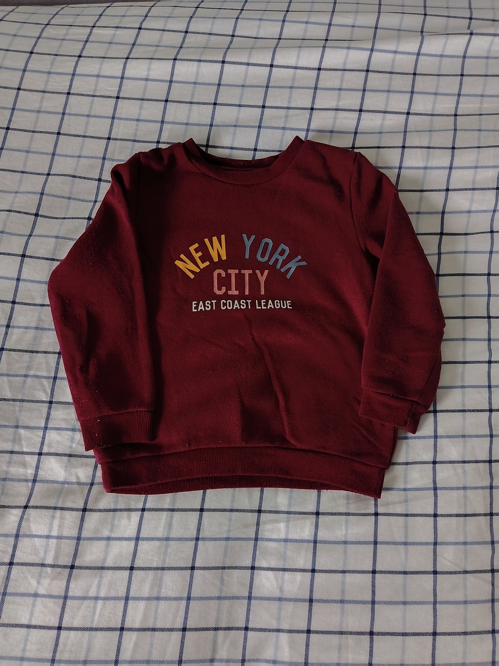 Primark Kids Burgundy 'New York City' Long Sleeve Sweatshirt Size 3/4 Years